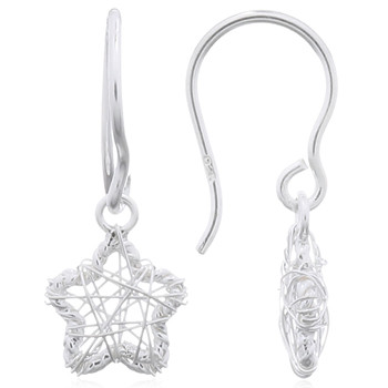 Wire Wrapped Star Silver 925 Dangle Earrings by BeYindi 