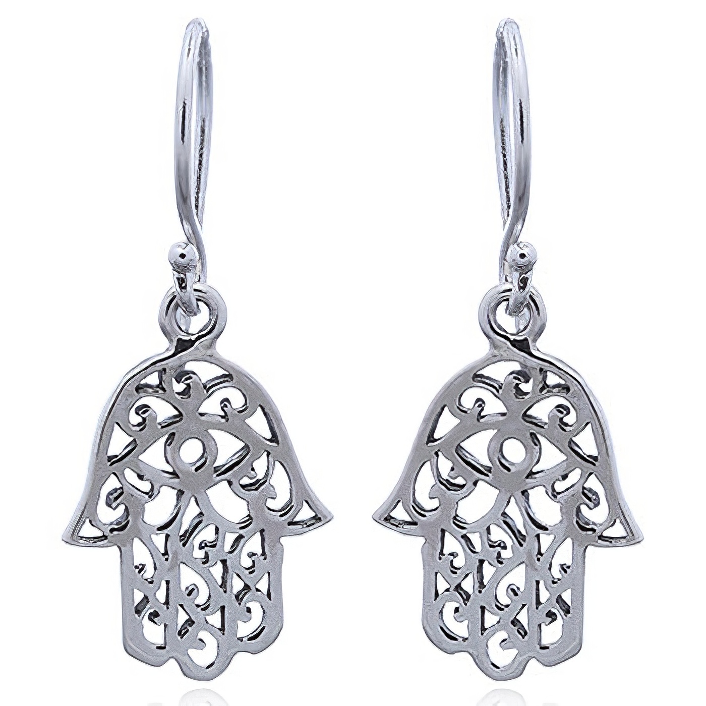 Exquisite 925 Silver Hamsa Dangle Earrings by BeYindi 