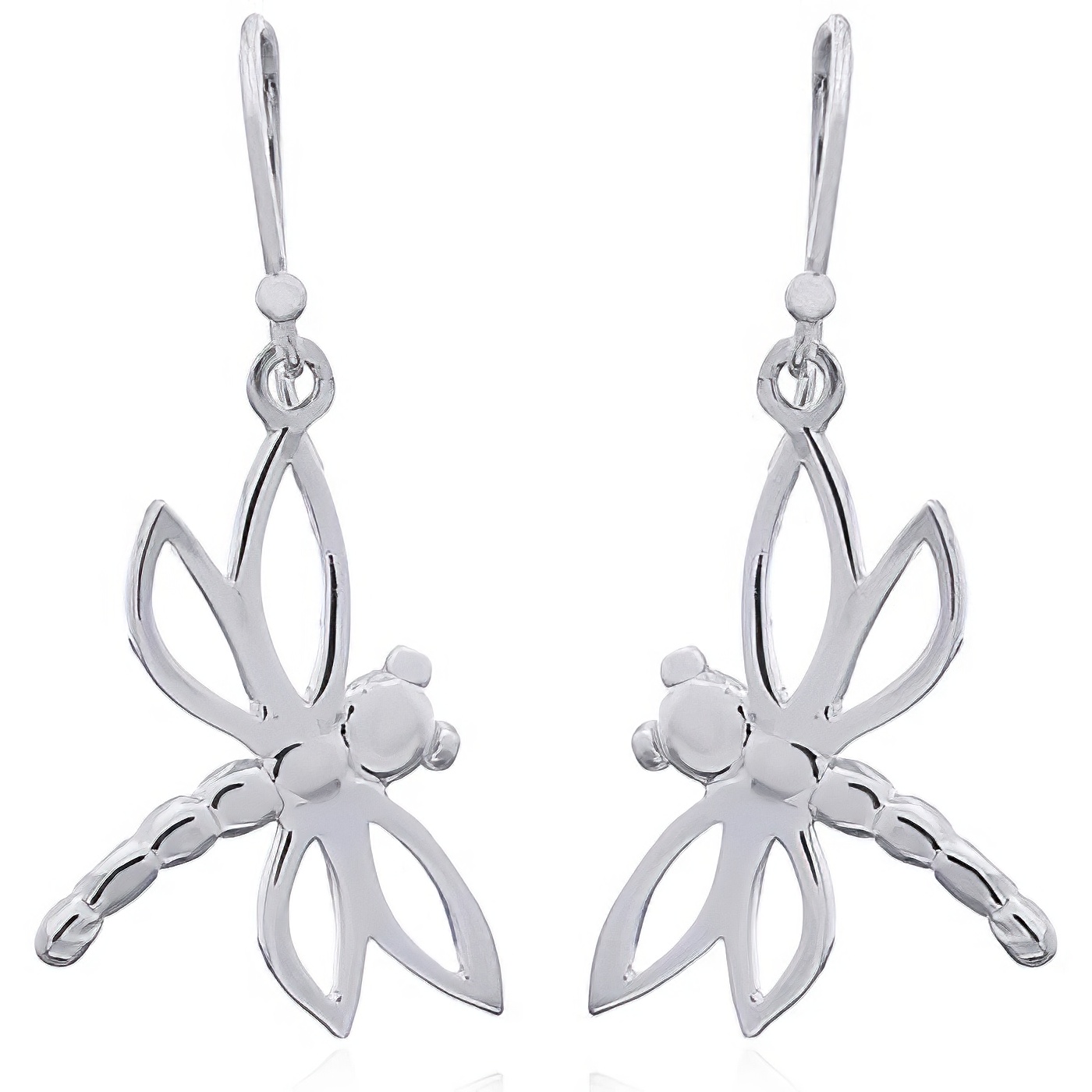 925 Sterling Silver Earrings Openwork Dragonflies Danglers by BeYindi 