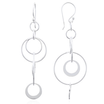 925 Silver Dangle Earrings Interlocked Various Sized Hoops by BeYindi 