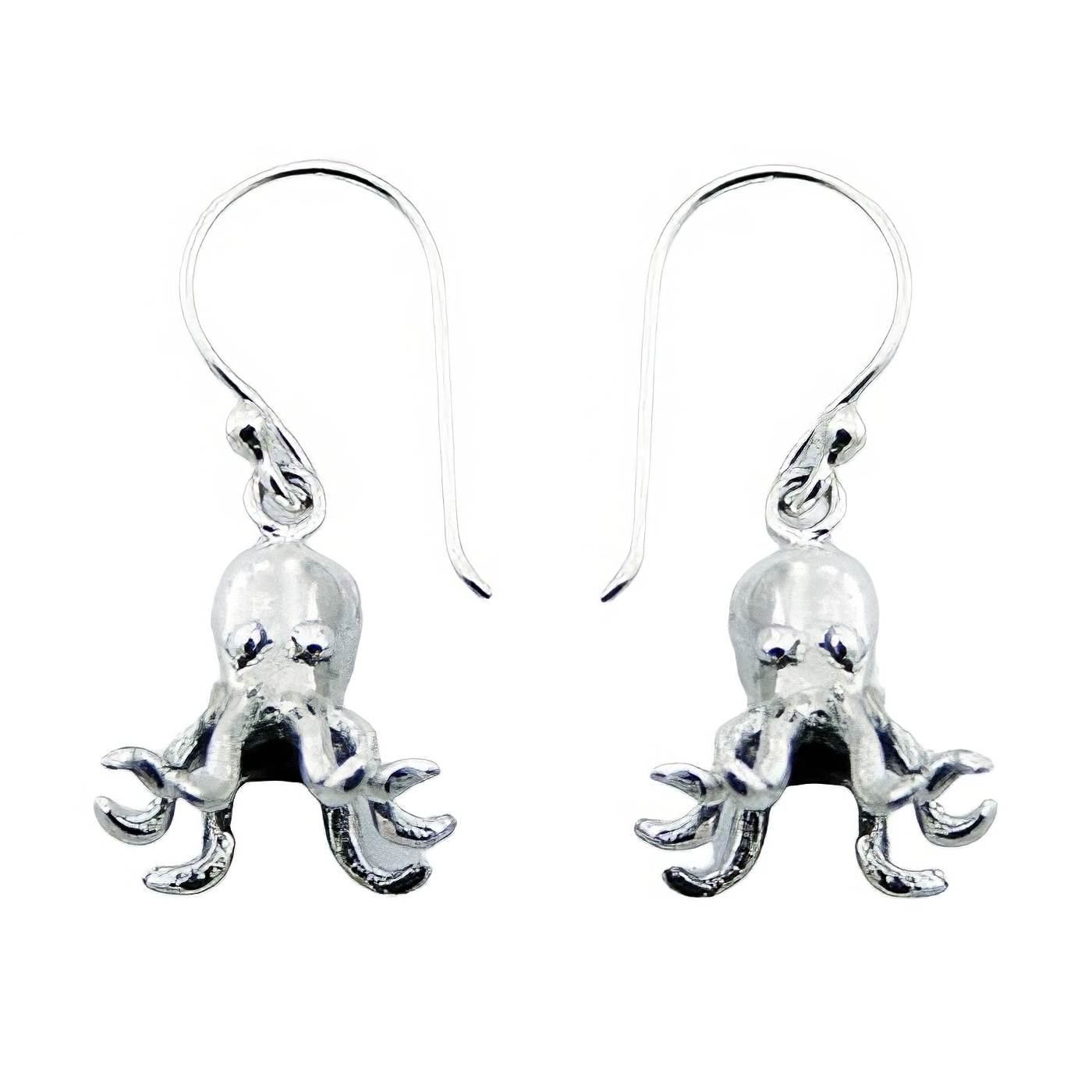 Sterling Silver Octopus Dangle Earrings Humorous Jewelry by BeYindi 