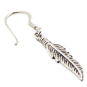 Antiqued Ornate Sterling Silver Feather Dangle Earrings by BeYindi 2
