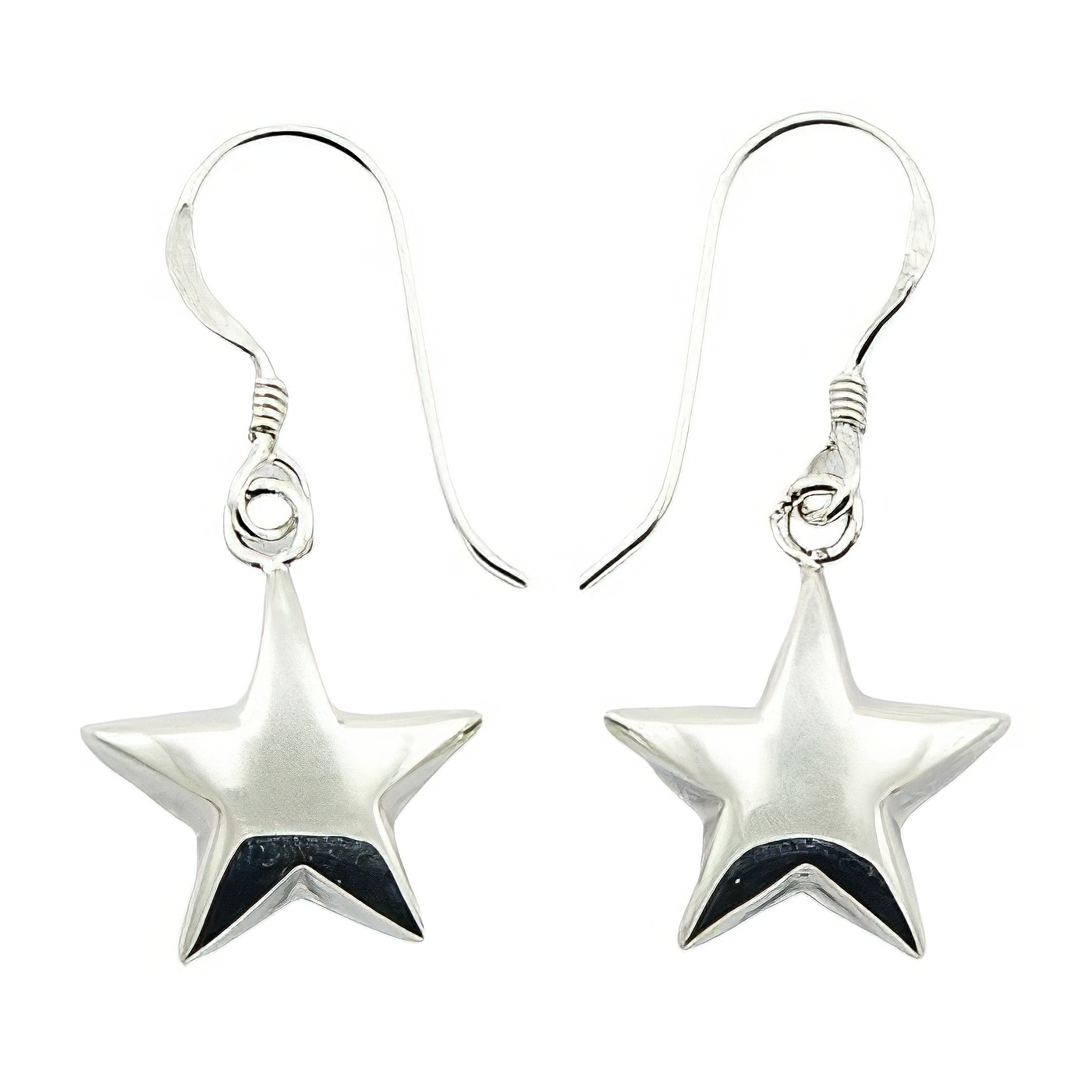Sterling Silver Superbly Puffed Stars Dangle Earrings by BeYindi 