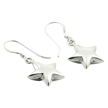 Sterling Silver Superbly Puffed Stars Dangle Earrings by BeYindi 