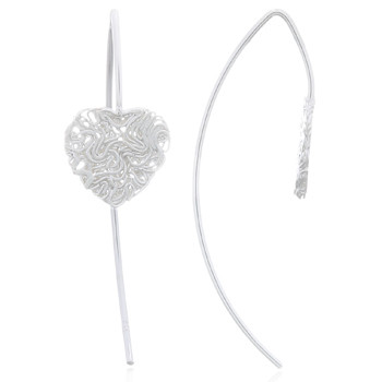 Wire Stamped Heart Sterling Silver Drop Earrings by BeYindi 