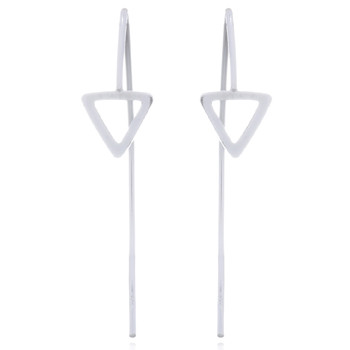 Stamped Silver Triangle 925 Drop Earrings by BeYindi 