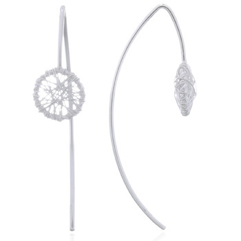 Wire Closed Up Circle 925 Sterling Silver Drop Earrings by BeYindi 