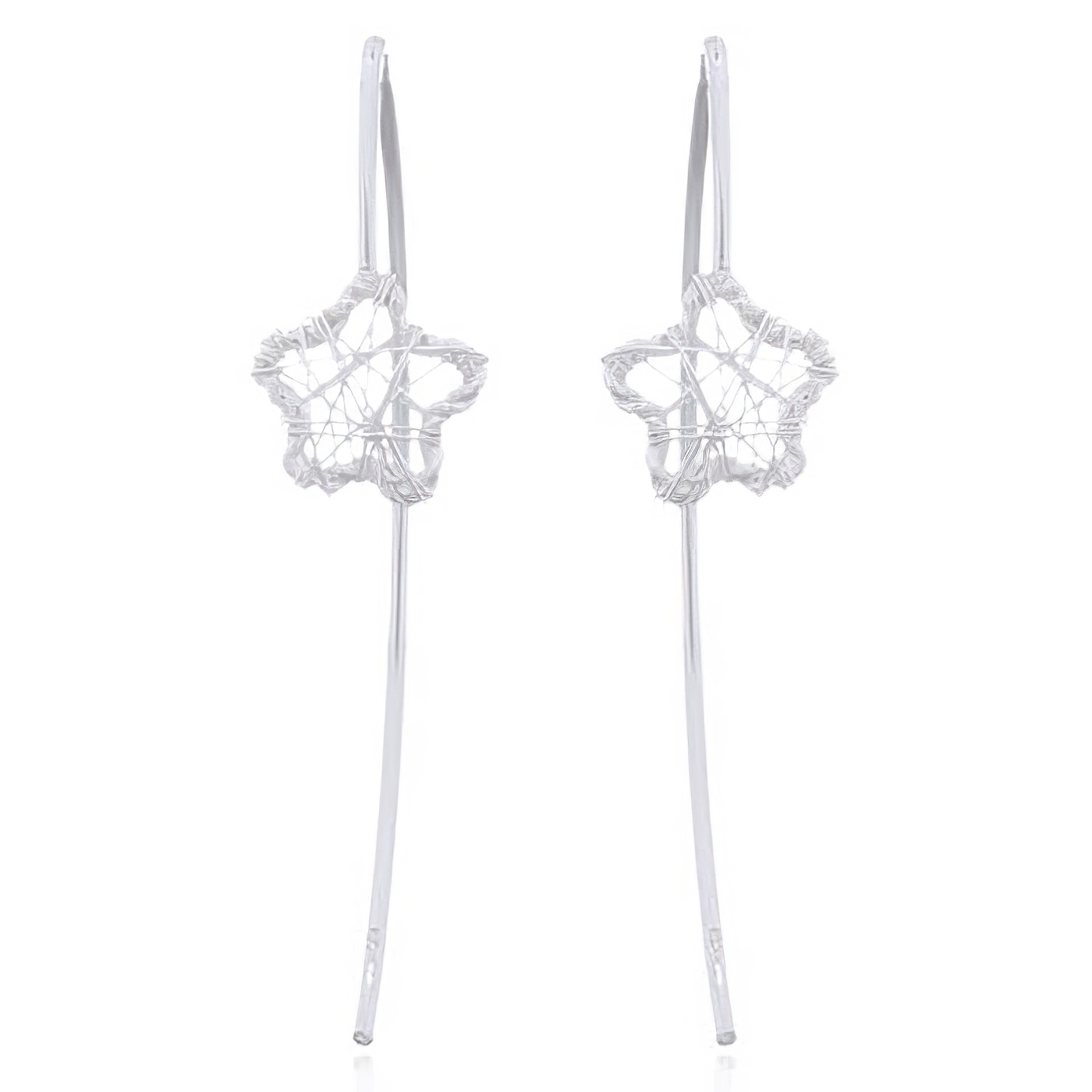 925 Silver Wire Closed Up Star Drop Earrings by BeYindi 