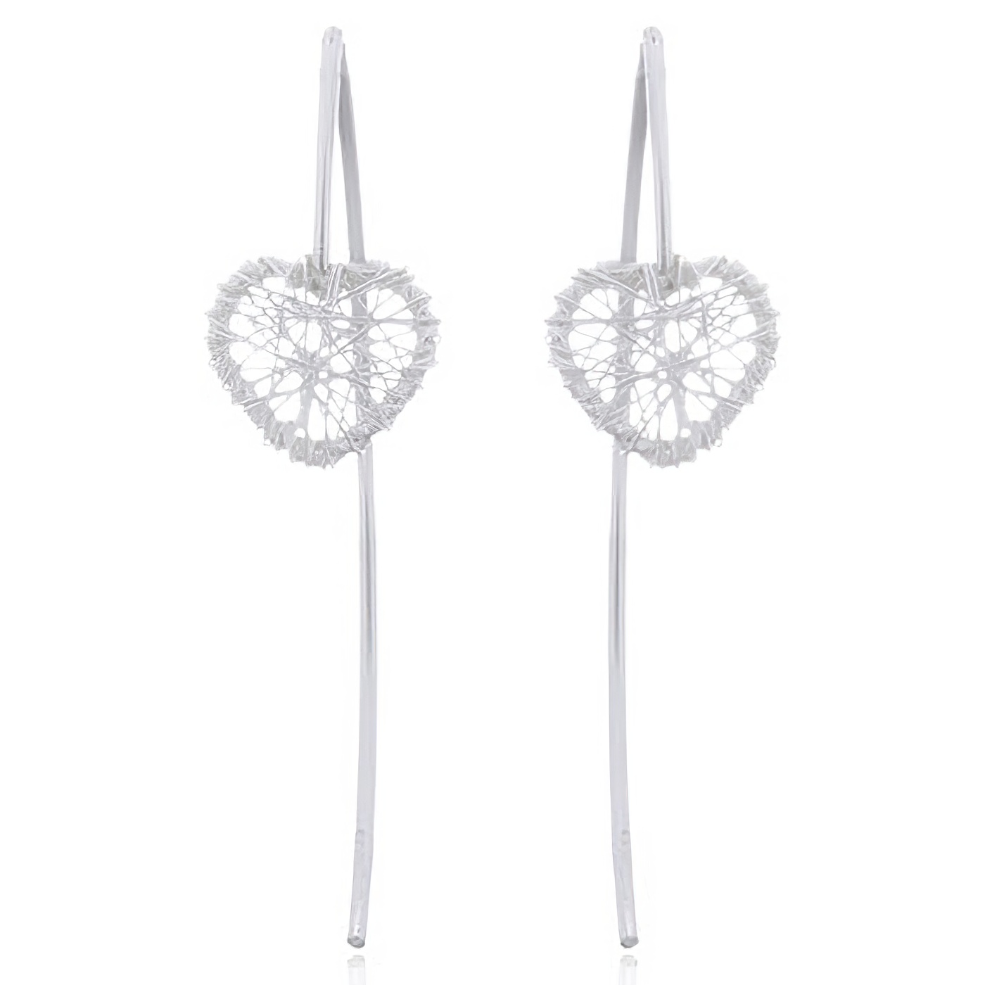 925 Silver Wire Closed Up Heart Drop Earrings by BeYindi 