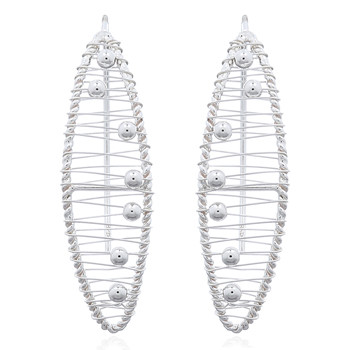Spinning Balls In Wire Closed Up Marquise Silver Drop Earrings by BeYindi 