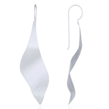 925 Silver Free Form Earrings Brushed Finish Silver Plated by BeYindi 