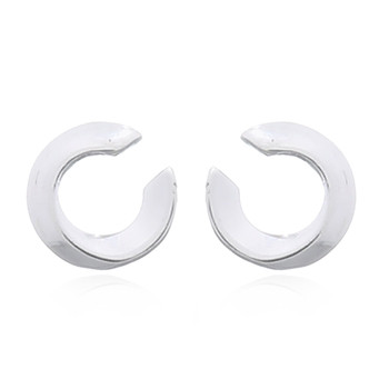Semi Donut Silver Plated Stud Sphere Closure Earrings by BeYindi 