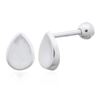 Silver Plated Teardrop 925 Stud Sphere Closure Earrings 