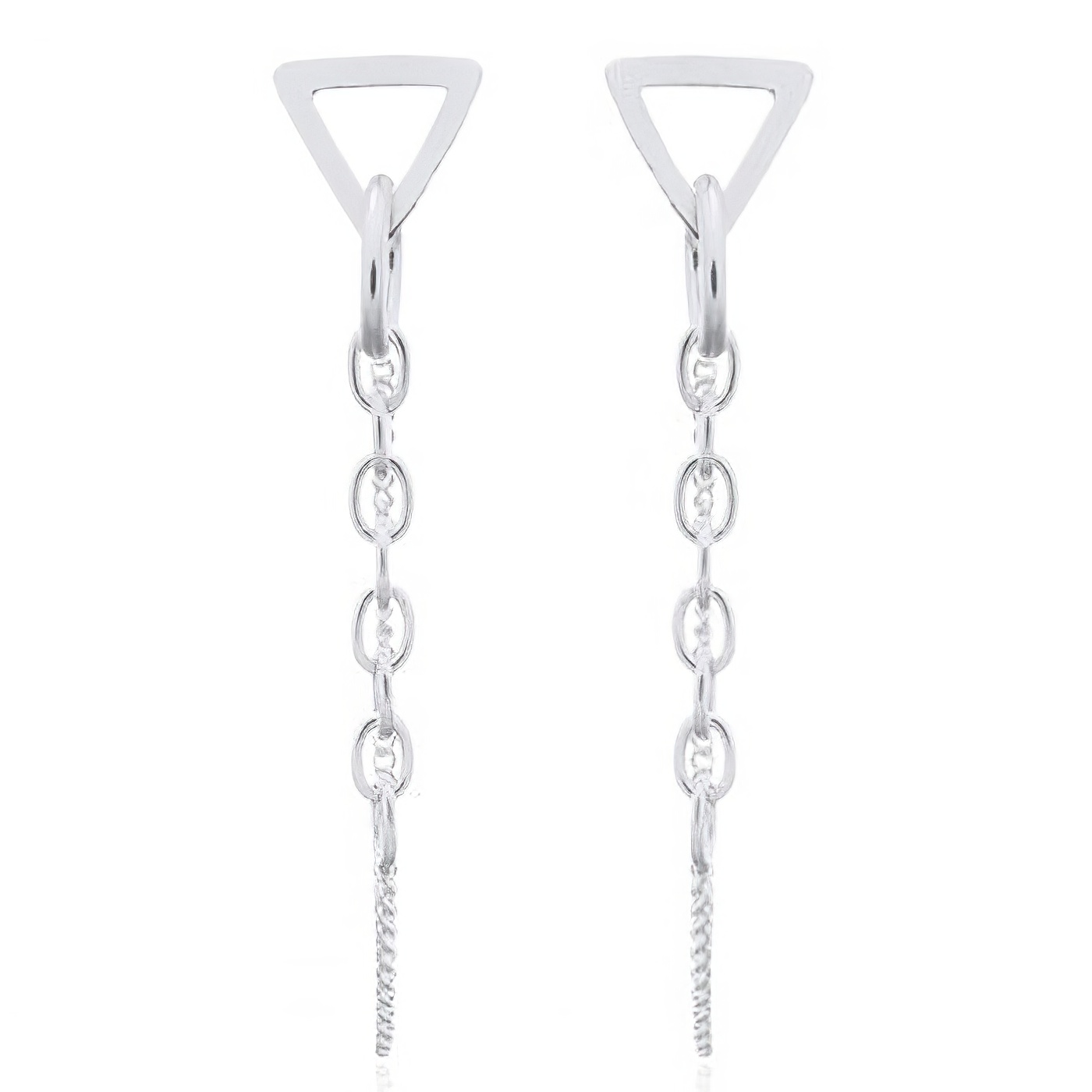 Triangle Threading Chain 925 Silver Stud Earrings by BeYindi 