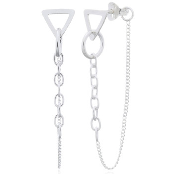 Triangle Threading Chain 925 Silver Stud Earrings by BeYindi 
