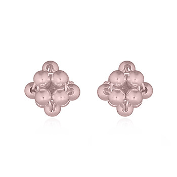 Spheres Linked Flower Silver Stud Rose Gold Plated Earrings by BeYindi 
