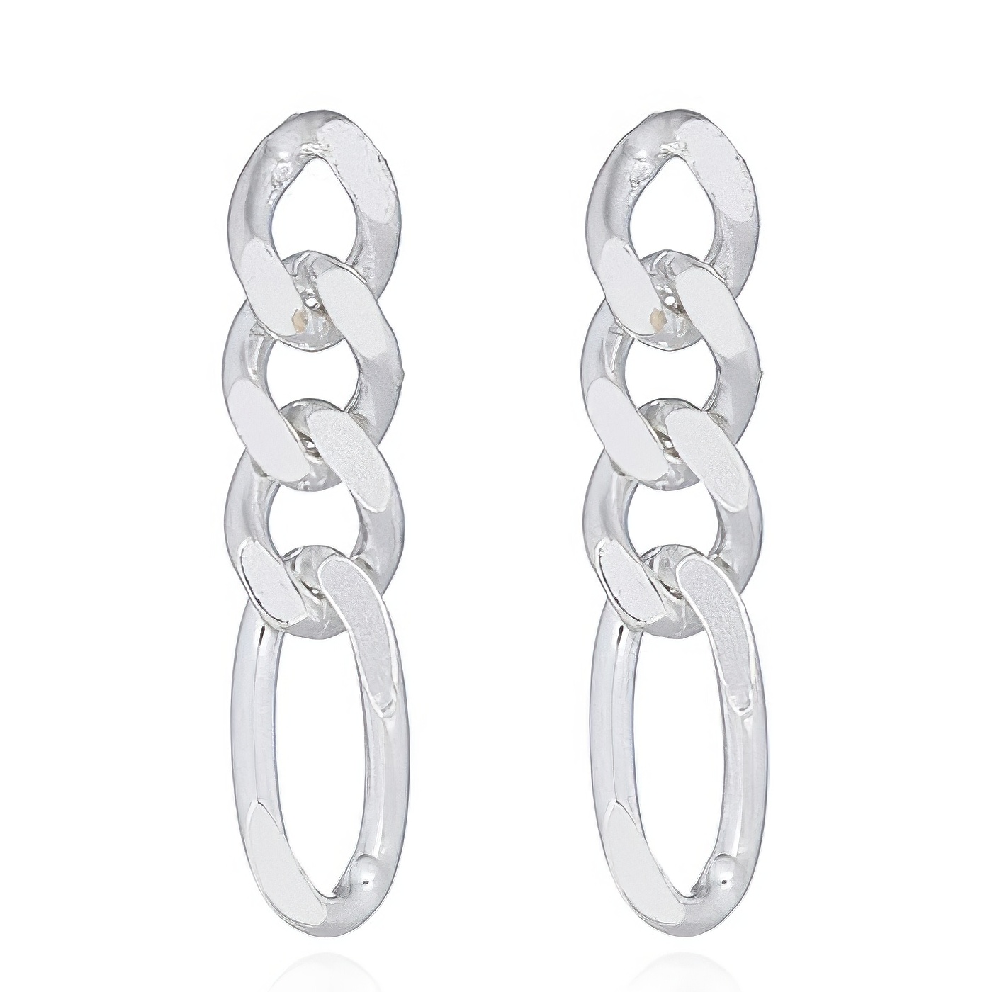 925 Sterling Silver Three Linked Chain Stud Earrings by BeYindi 