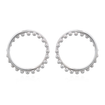 Silver Beads Twined Circle Ring Stud Earrings by BeYindi 