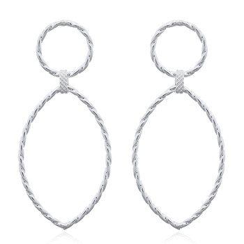 Twisted Wire Marquise Hanging Silver Stud Earrings by BeYindi 