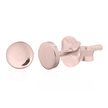 Tiny Round Disc Sterling Silver Stud Rose Gold Earrings by BeYindi 