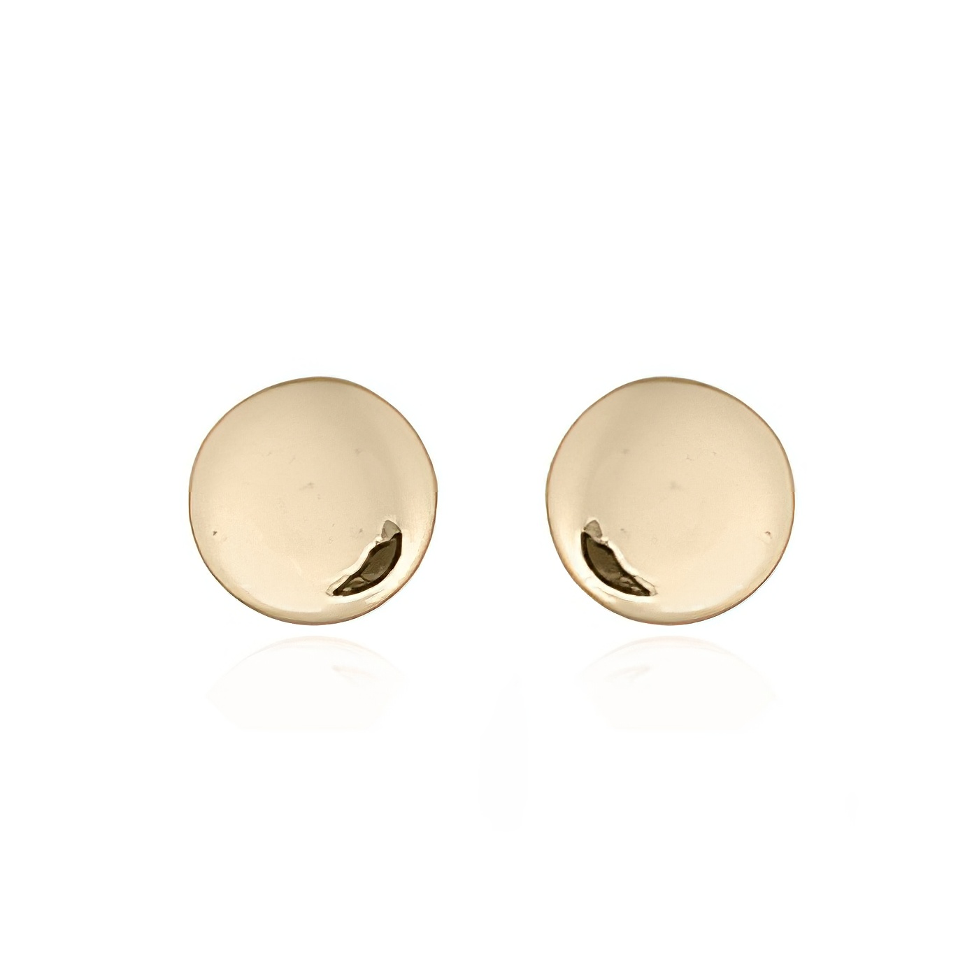 Tiny Round Disc Sterling Silver Stud Yellow Gold Earrings by BeYindi 