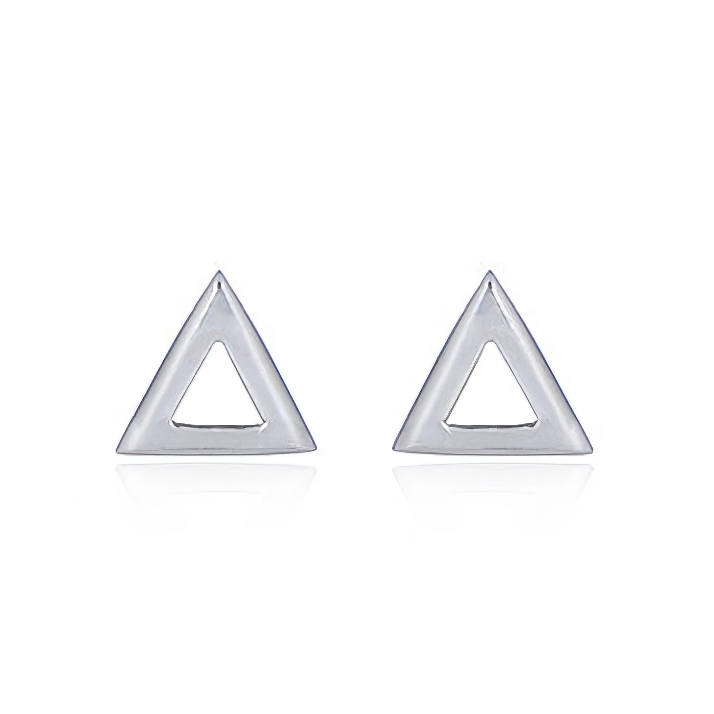 Triangle Outline Silver Stud Earrings by BeYindi 