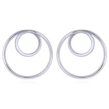 Double Open Circle Silver Stud Earrings by BeYindi 