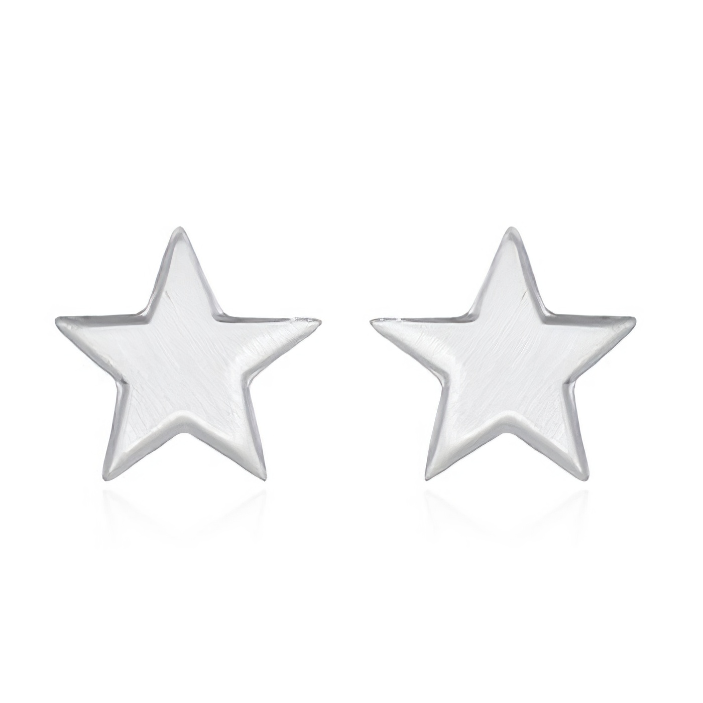 Dainty Brushed Finish Plain 925 Sterling Silver Star Stud Earrings by BeYindi 