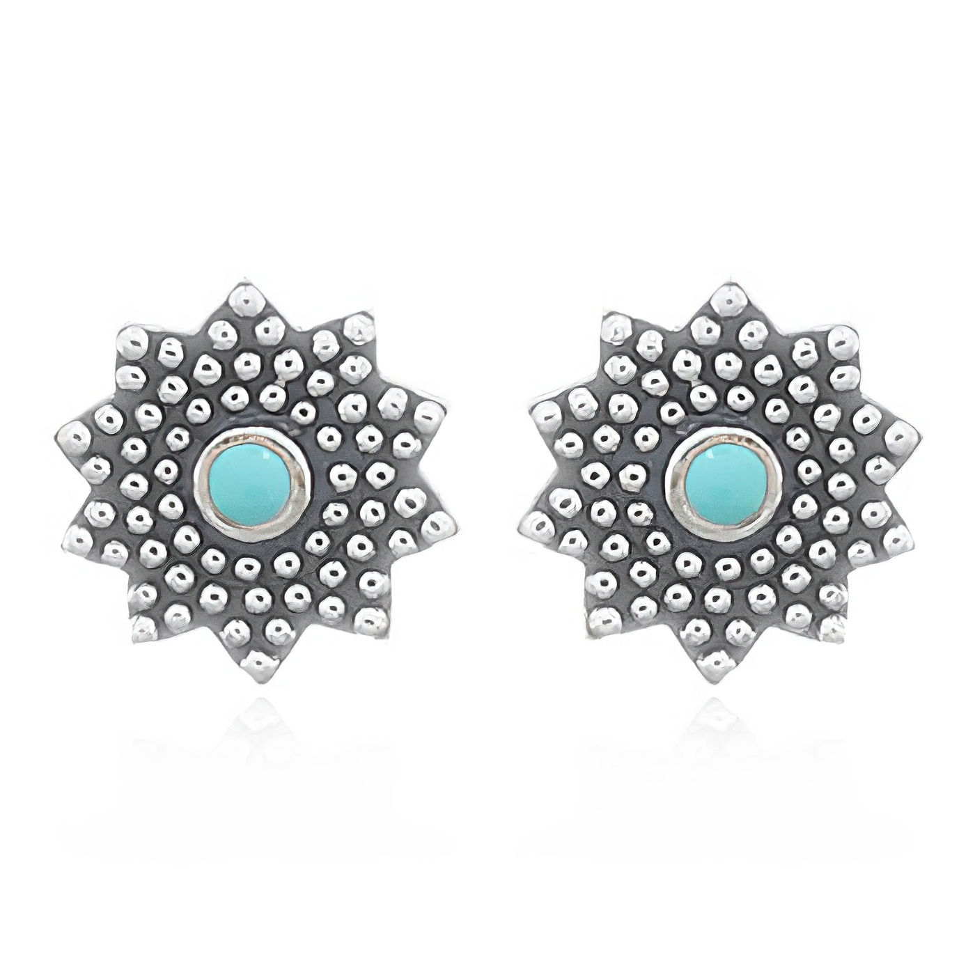 Reconstituted Stone Green Sunflower Silver Stud Earrings by BeYindi 