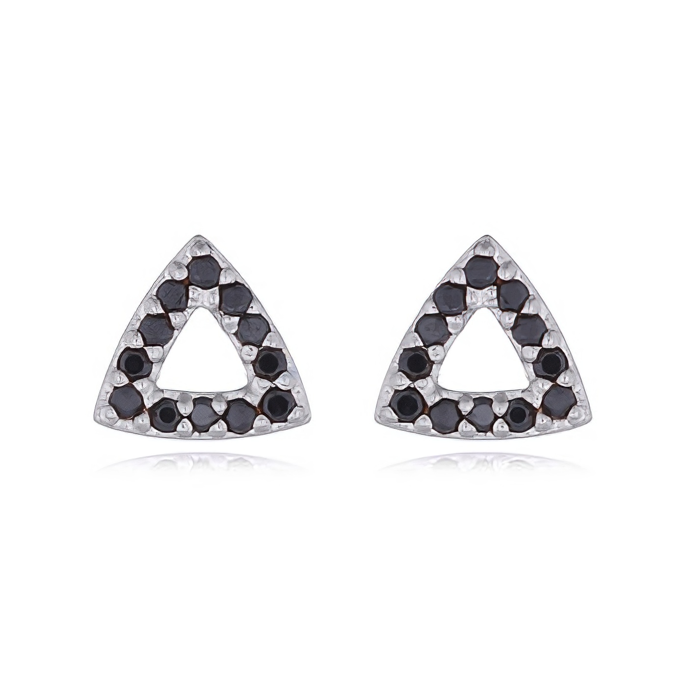 Cubic Black Zirconia Triangle Sterling Silver Stud Earrings by BeYindi 