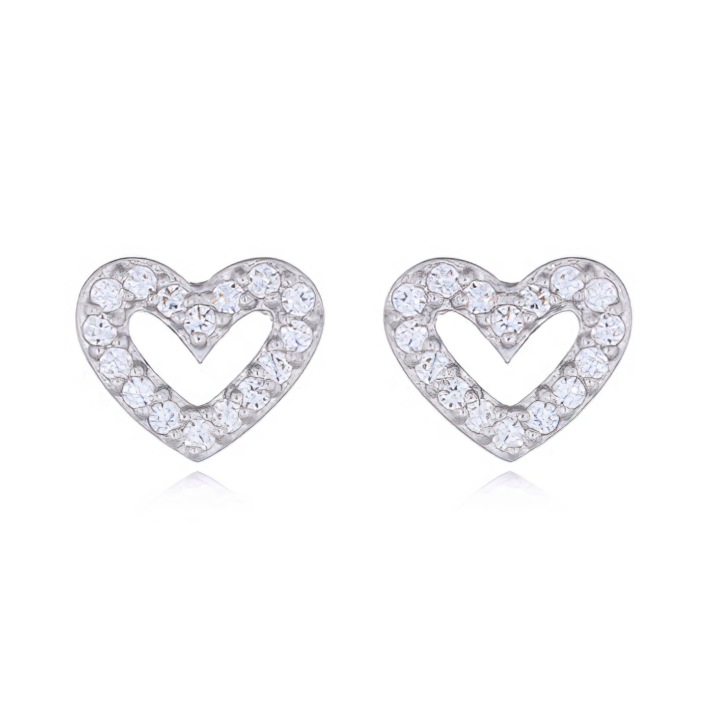 Cubic White Zirconia Heart Sterling Silver Stud Earrings by BeYindi 