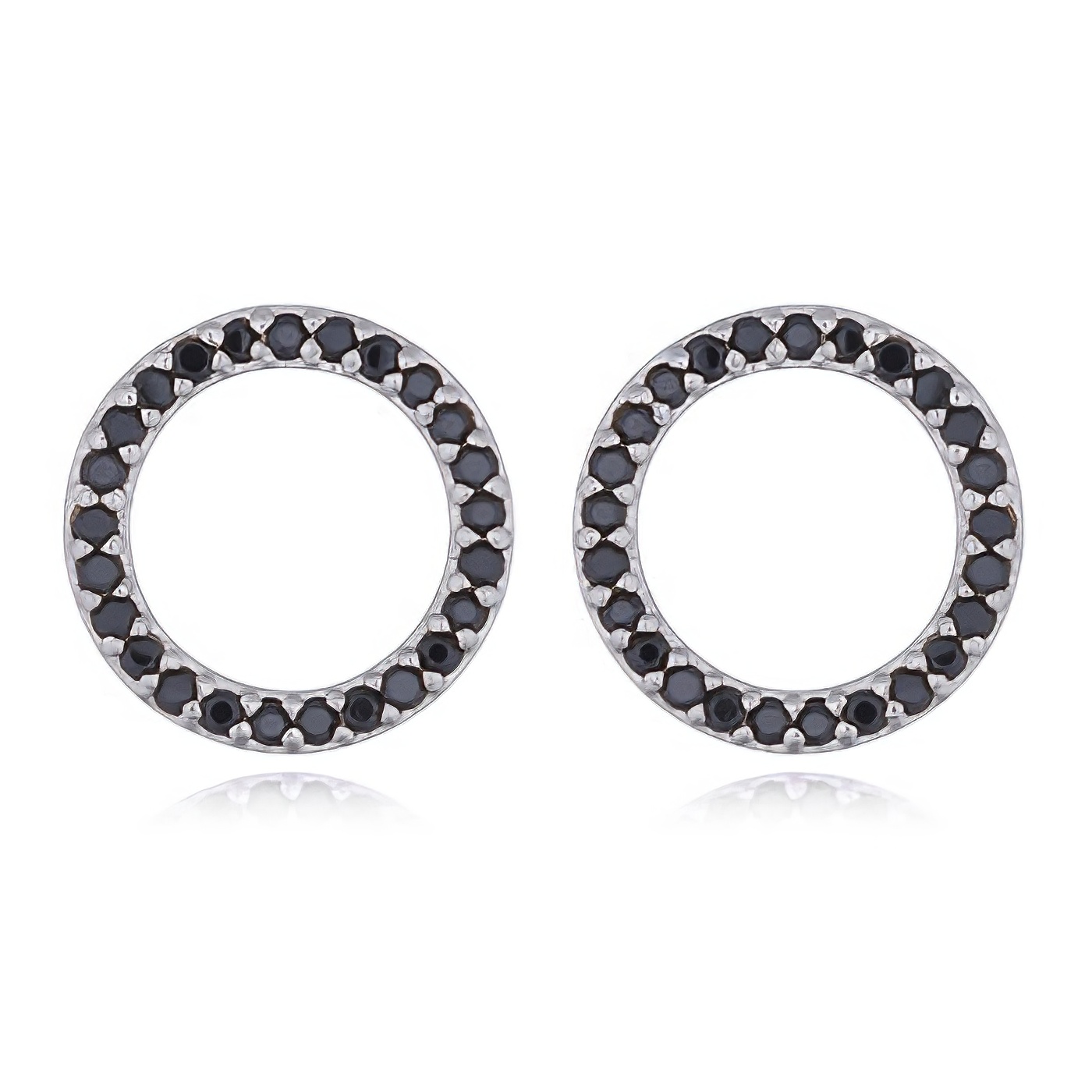 Cubic Black Zirconia Circle Big Stud Sterling Silver Earrings by BeYindi 