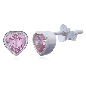 Heart Faceted Rose Cubic Zirconia Stud Earrings by BeYindi 
