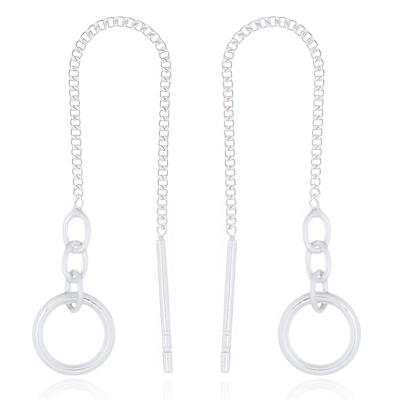 Ring Threaded On Chain 925 Sterling Silver Earrings by BeYindi 