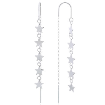 Twinkle Stars Threaded 925 Sterling Silver Earrings by BeYindi 