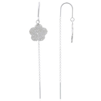 Stamped Wire Flower Silver 925 Threader Earrings by BeYindi 