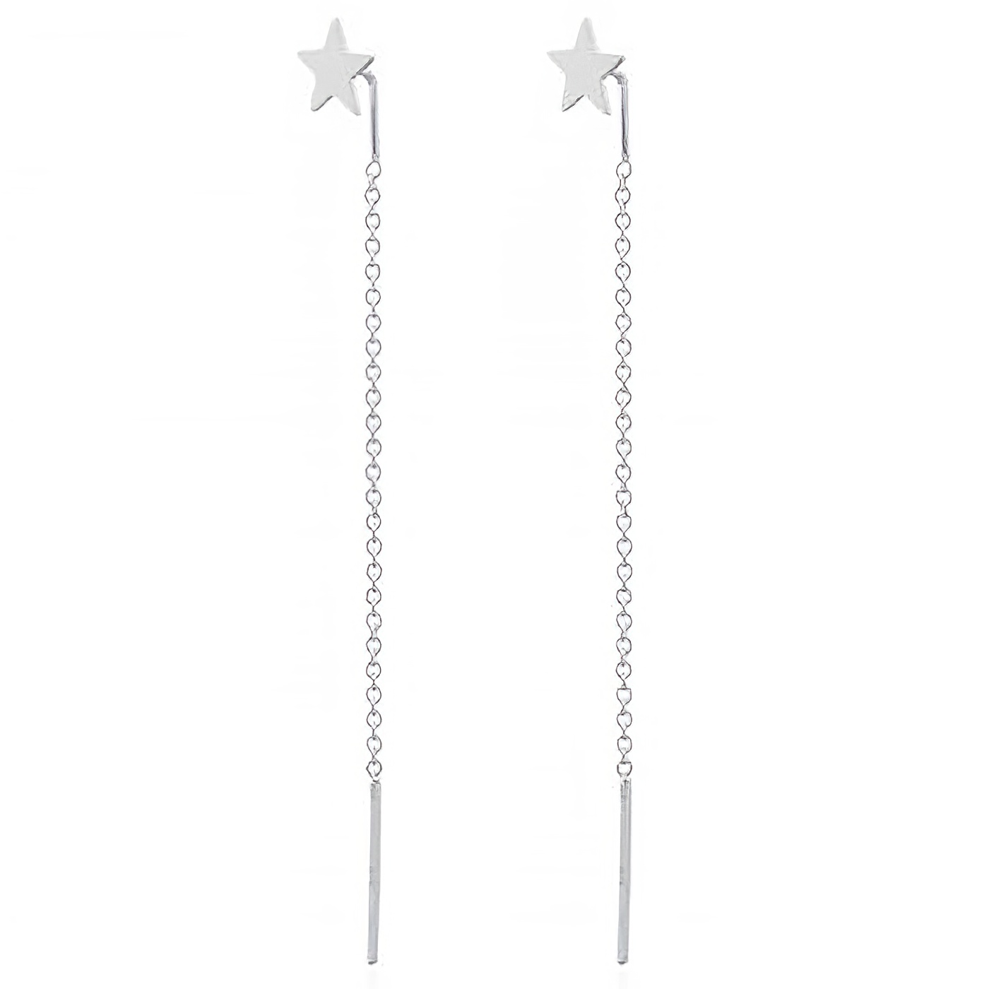 Twinkling Star Chain Threader Earrings In Sterling Silver by BeYindi 