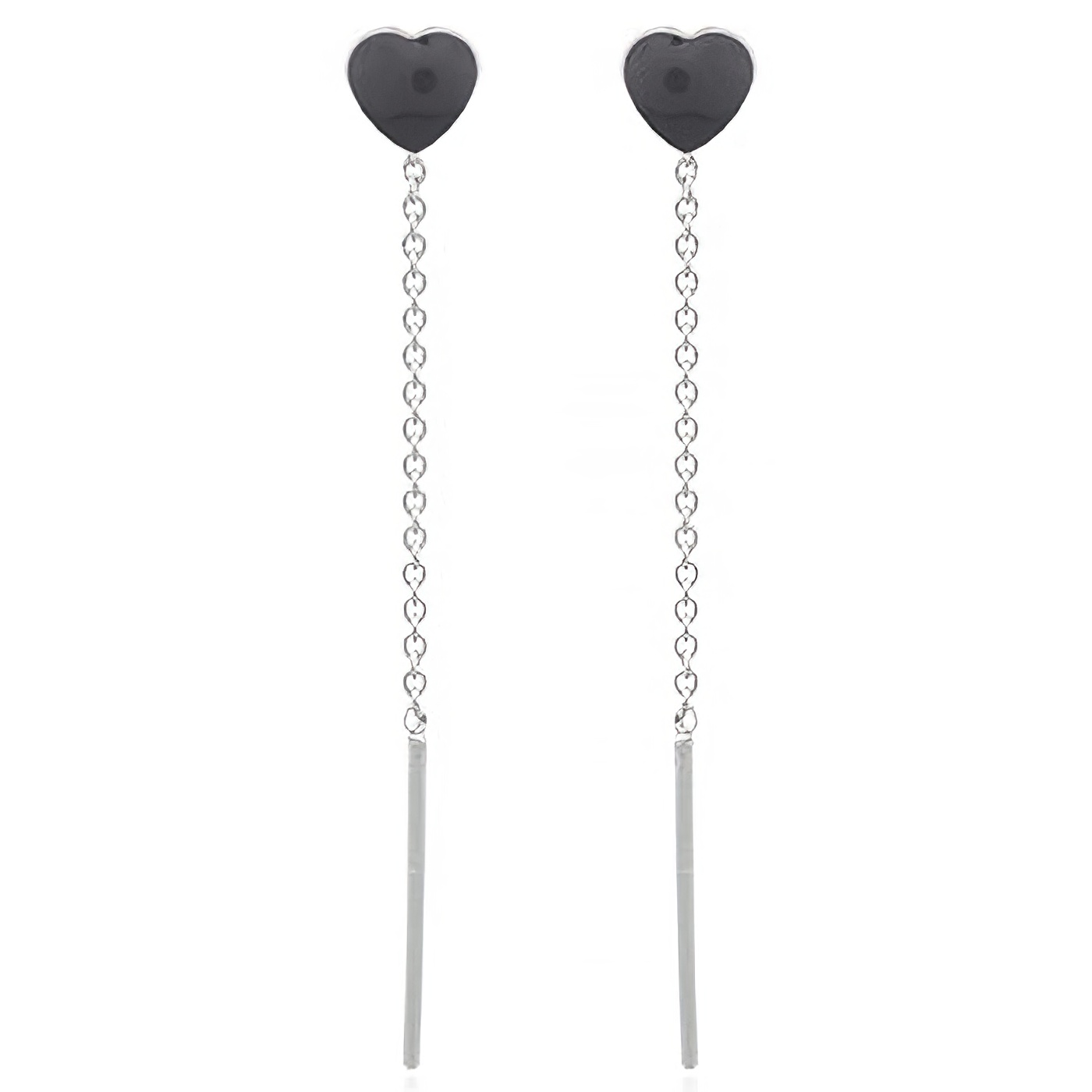 Reconstituted Stone Black Heart 925 Silver Threader Earrings by BeYindi 