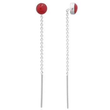 Reconstituted Stone Red Circle 925 Silver Threader Earrings by BeYindi 