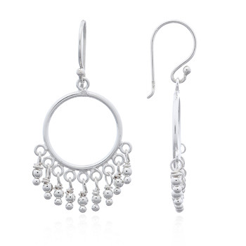 Dangling Beads In Silver Circle Chandelier Earrings by BeYindi 