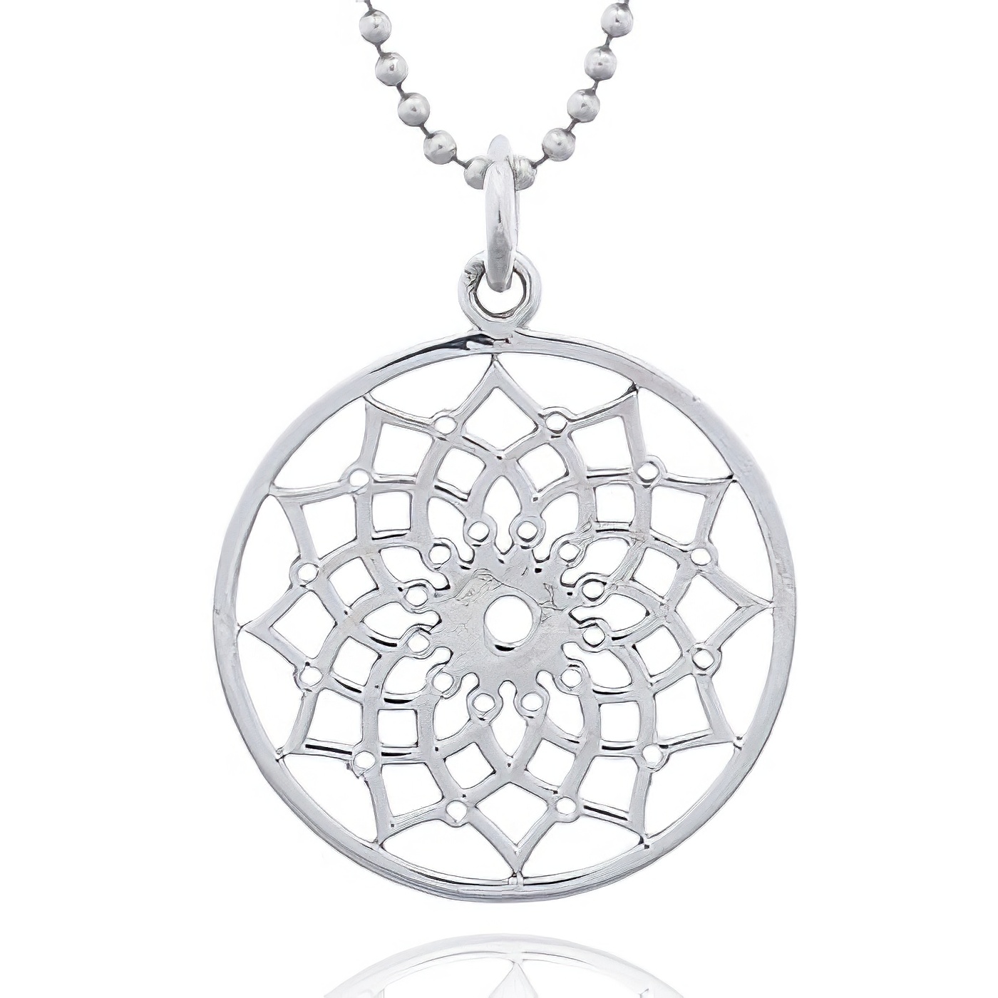 Sterling Lotus Flower Mandala Pendant by BeYindi 