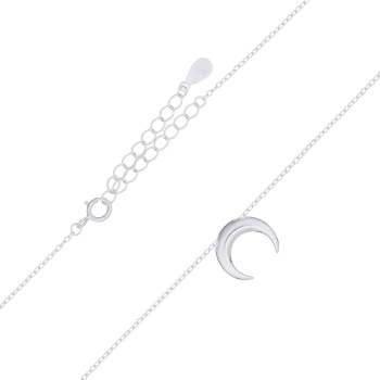 Chubby Crescent Moon 925 Silver Chain Necklace by BeYindi 