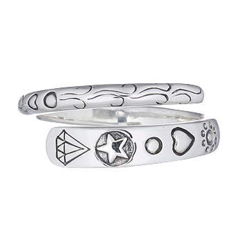 Diamond, Star 925 Silver Adjust Rock Ring by BeYindi 