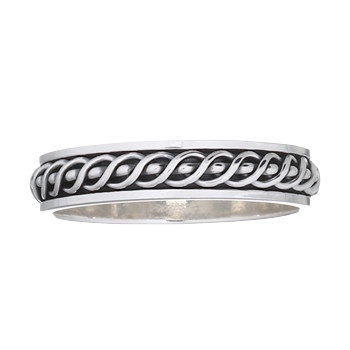 Braided Waves Spinner 925 Sterling Silver Band Ring by BeYindi 