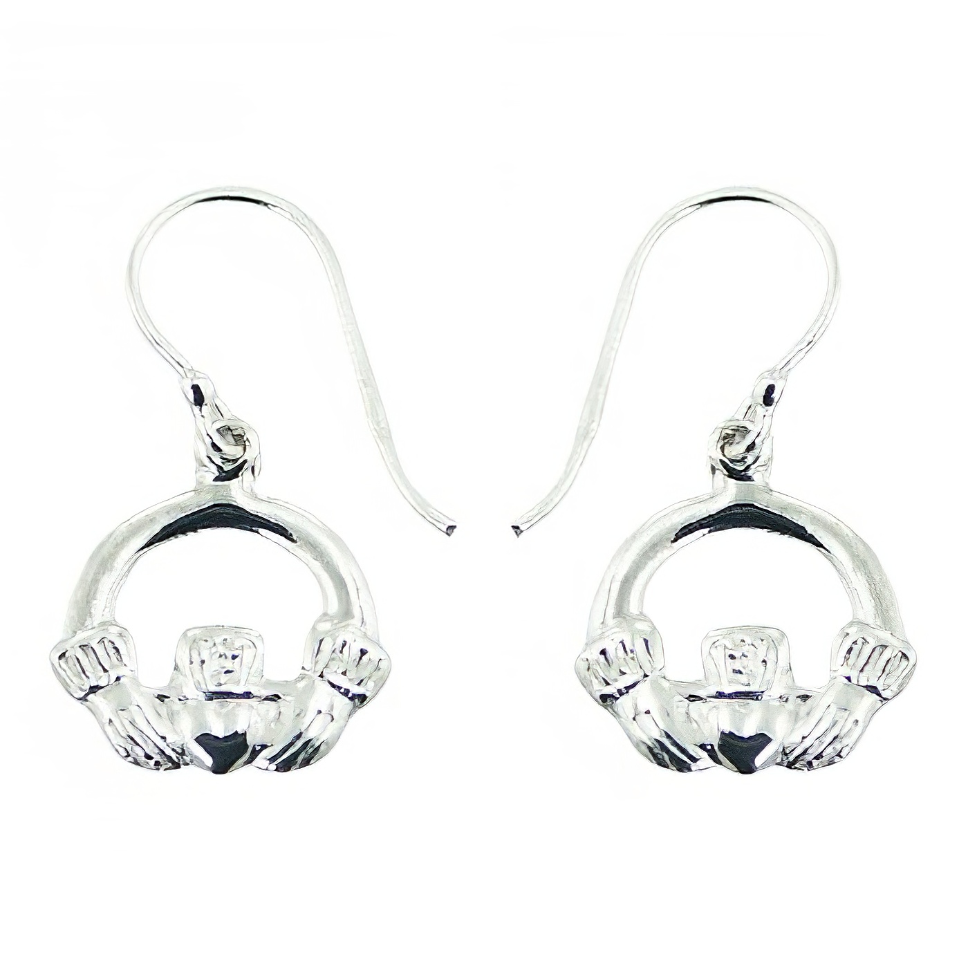 Casted Polished Sterling Silver Claddagh Dangle Earrings by BeYindi 