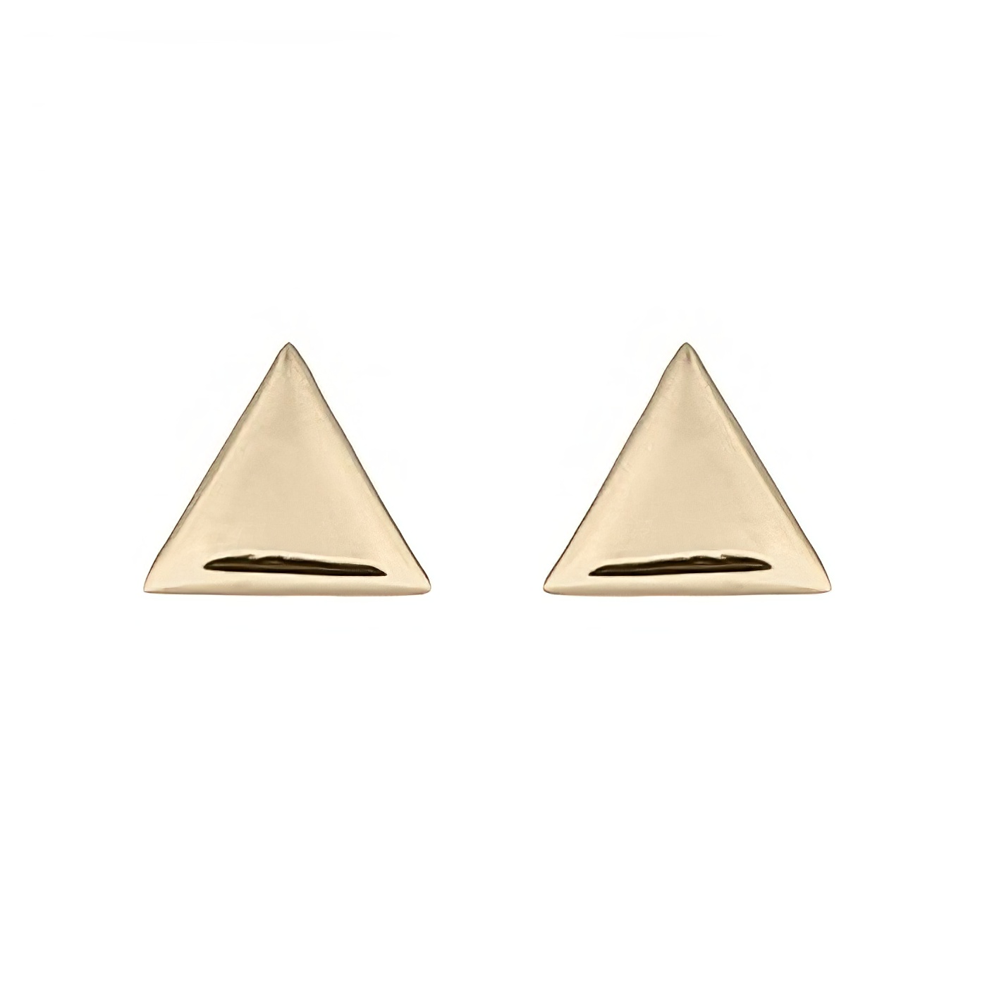 Yellow Gold Triangle Plain Silver Stud Earrings by BeYindi 