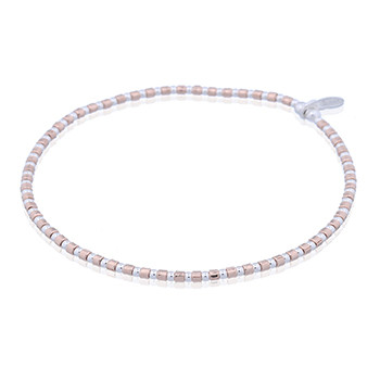 925 Rose Gold Plated Bead Stretchable Bracelet 