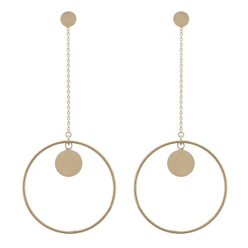 Flipping Disc In Circle Chain Yellow Gold Stud Earrings by BeYindi 