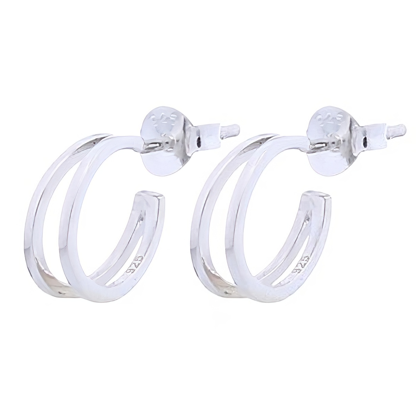 Double Curves Silver 925 Stud Earrings by BeYindi 