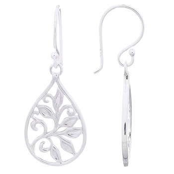 Floral In 925 Silver Teardrop Dangle Earrings by BeYindi 